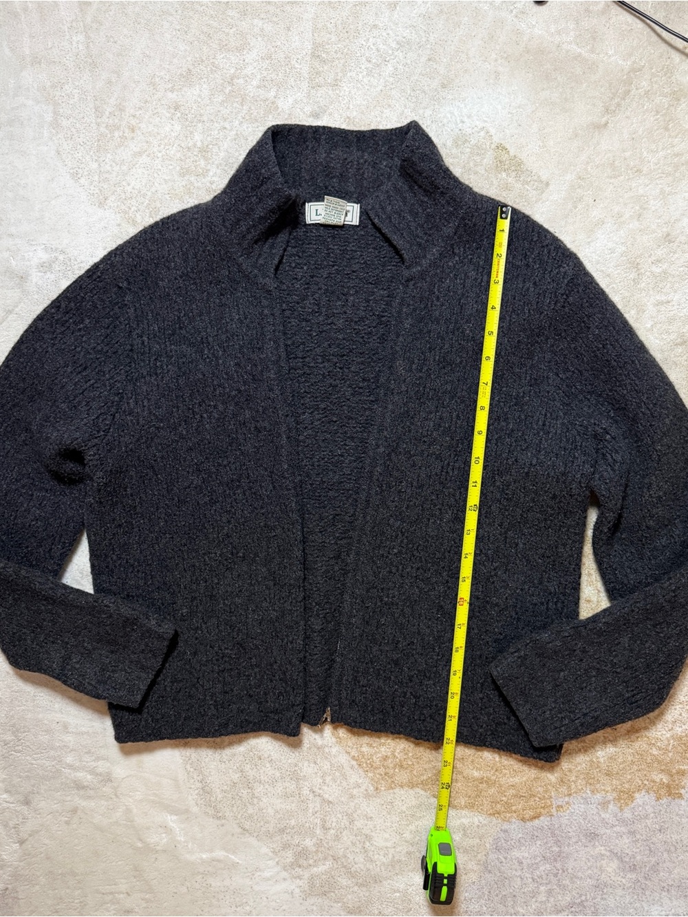 Vintage L.L. Bean Wool Blend Full Zip Mock Neck Sweater Scotland Gray women’s M